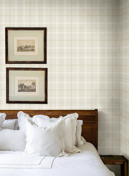 NextWall Tailor Plaid Neutral Wallpaper NW54307