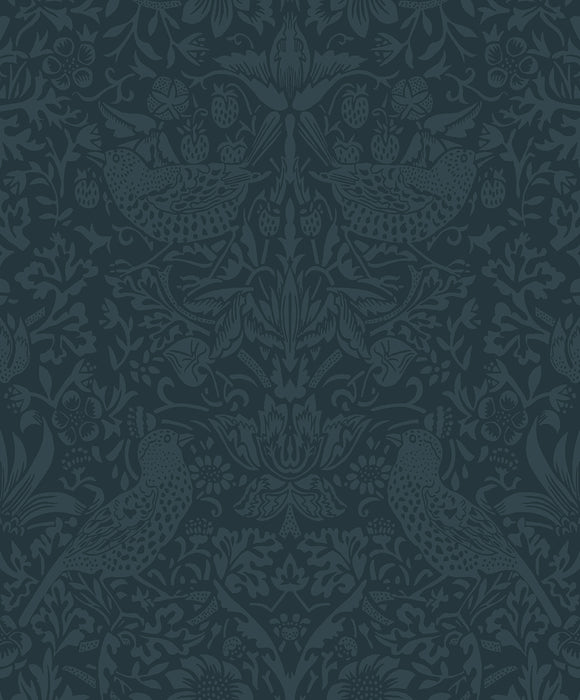 NextWall Tonal Bird Garden Slate Blue Wallpaper Sample NW54402