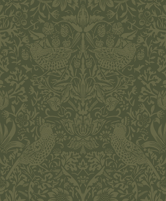 NextWall Tonal Bird Garden Moss Green Wallpaper Sample NW54404