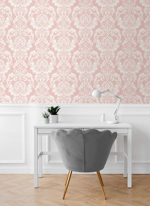 NextWall Cora Damask Light Pink Wallpaper NW54801