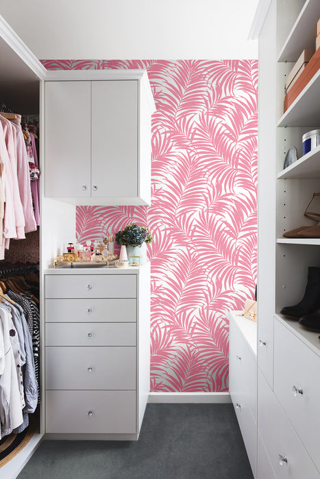 NextWall Beach Palm Pink Wallpaper Sample NW54901