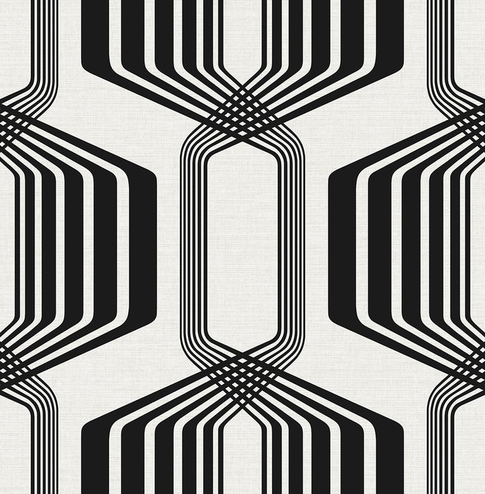 NextWall Striped Geo Ebony Wallpaper NW55300