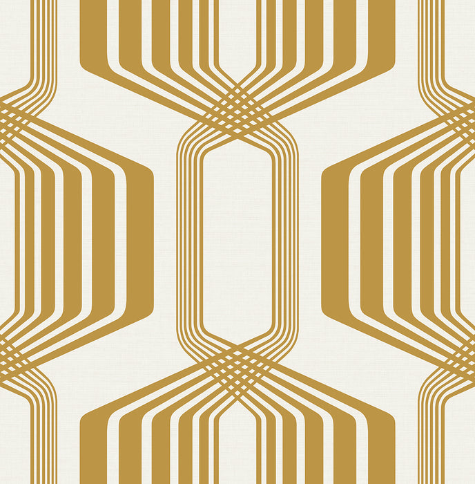 NextWall Striped Geo Metallic Gold Wallpaper Sample NW55305