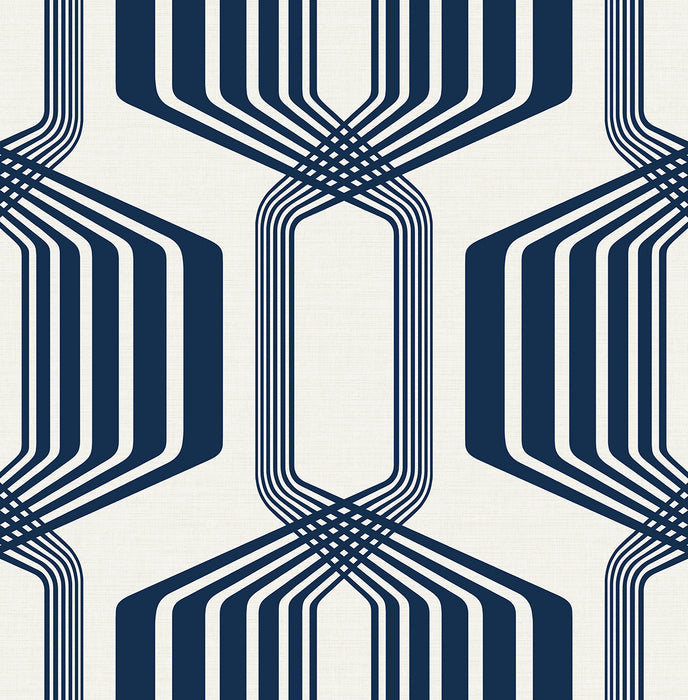 NextWall Striped Geo Blue Sapphire Wallpaper Sample NW55312