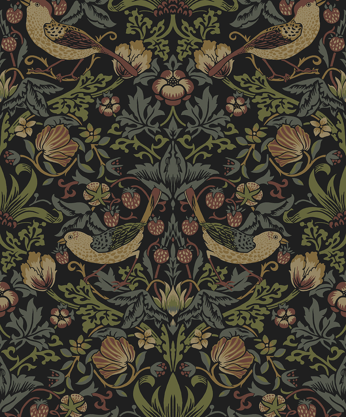 NextWall Strawberry Garden Black Wallpaper NW55401