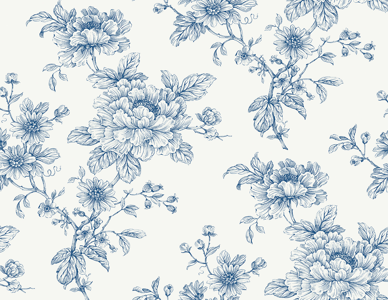 NextWall Sketched Floral Blue Wallpaper NW55702