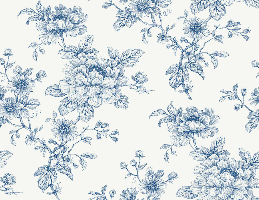 NextWall Sketched Floral Blue Wallpaper Sample NW55702