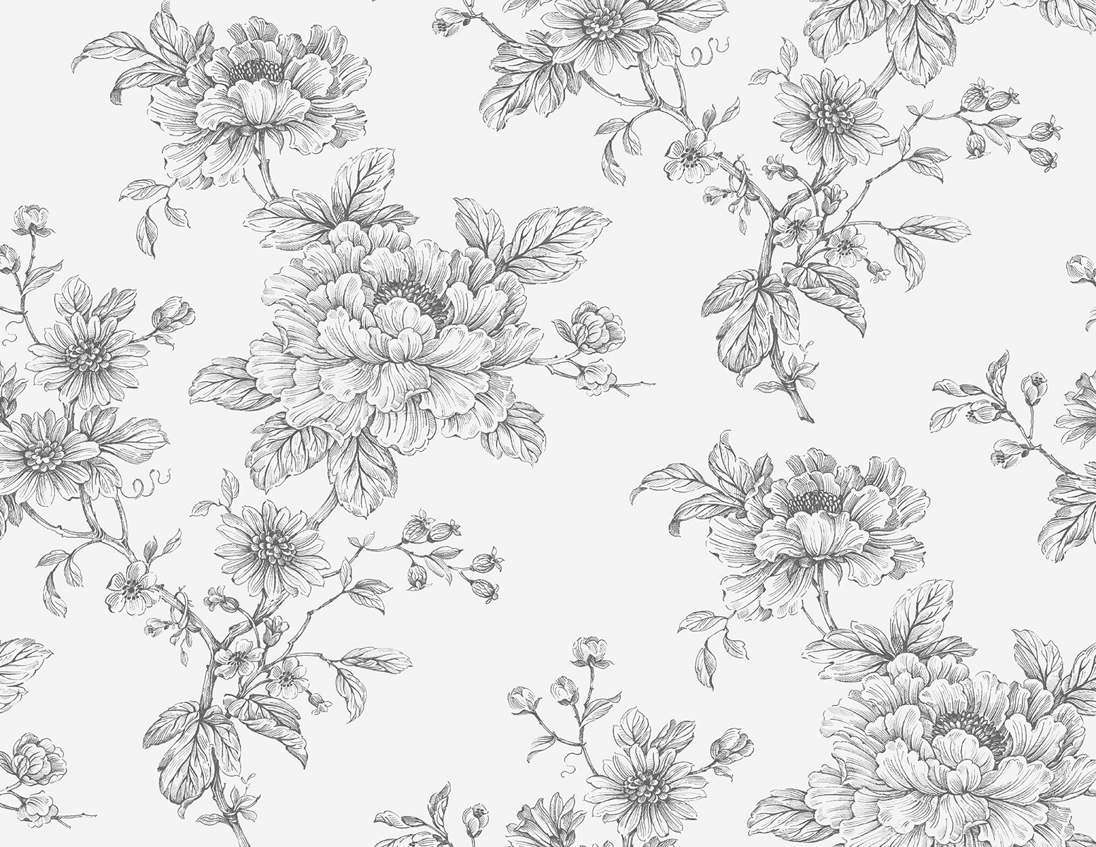 NextWall Sketched Floral Grey Wallpaper NW55708