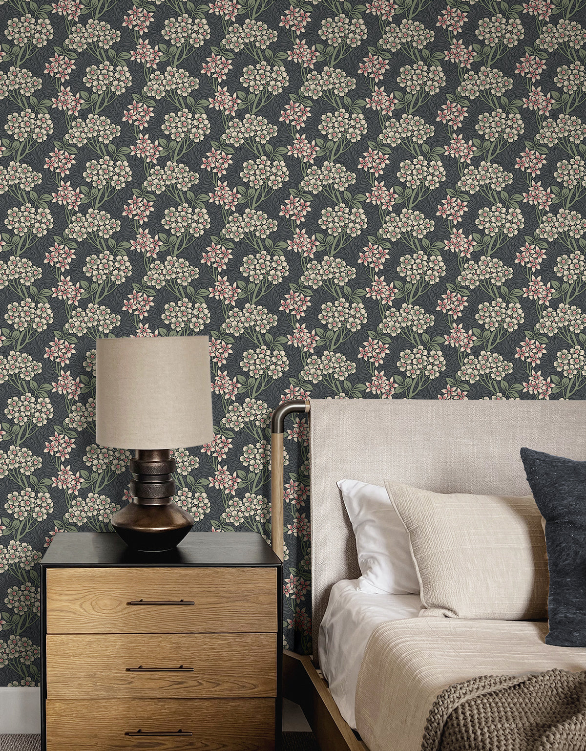 NextWall Floral Vine Smoke & Laurel Green Wallpaper NW56110