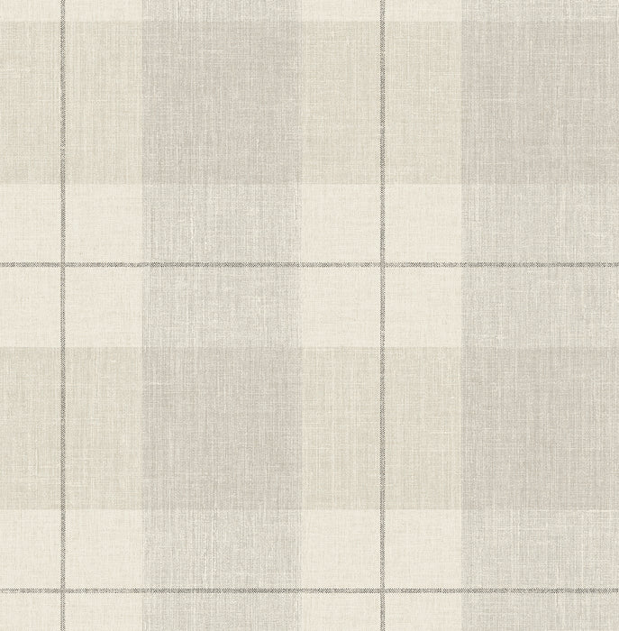 NextWall Lenox Hill Plaid Neutral Wallpaper Sample NW56906