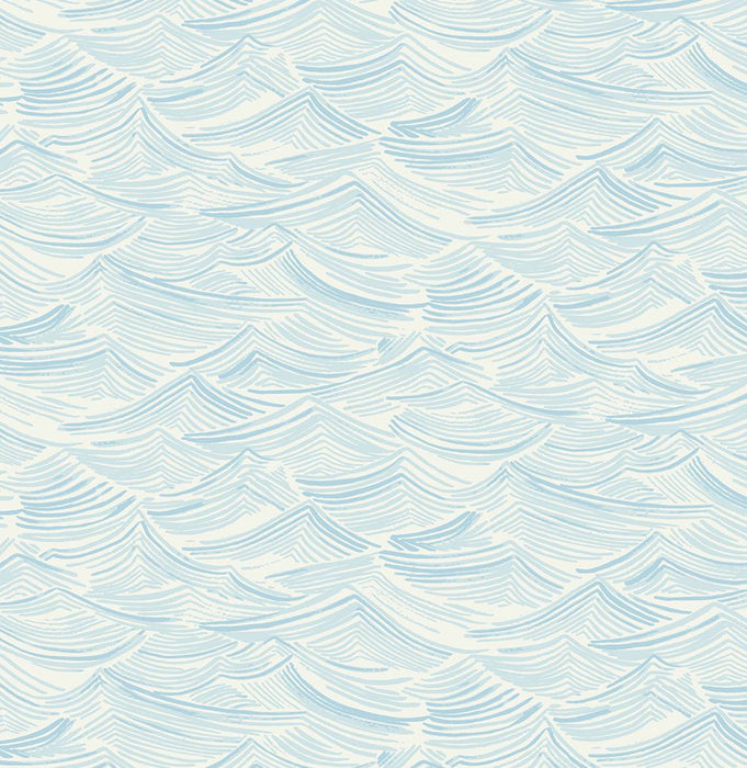 NextWall Bayside Waves Sky Blue Wallpaper Sample NW57002