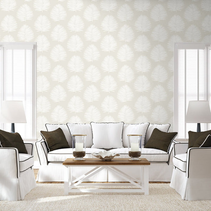 NextWall Island Palm Alabaster Wallpaper Sample NW57100