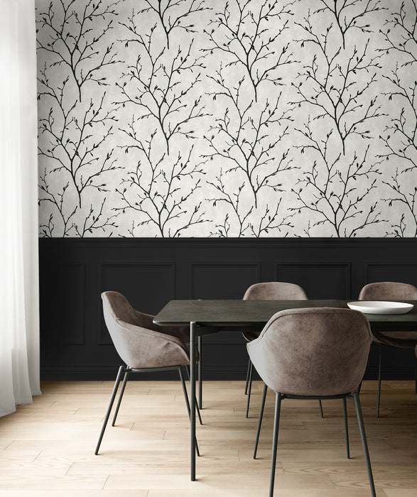 NextWall Tree Silhouette Contrast Wallpaper NW57400