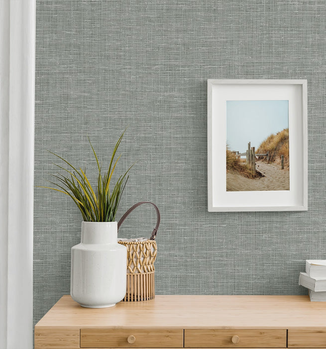 NextWall Silas Faux Linen Pavestone Wallpaper Sample NW57808