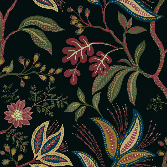 NextWall Forest Flourish Ebony Wallpaper Sample NW57900