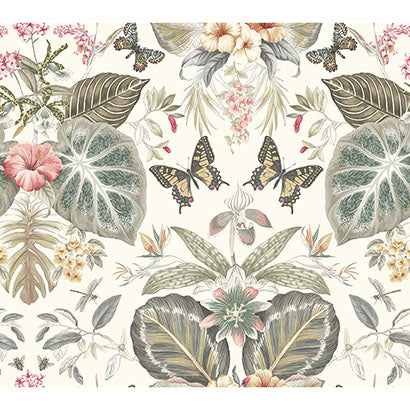 York Tropical Butterflies Neutral & Red Wallpaper ON1602