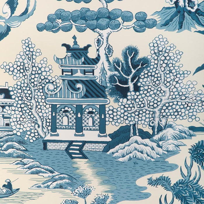 Lee Jofa Willow Lake Paper Teal Wallpaper P2023123.1613.0