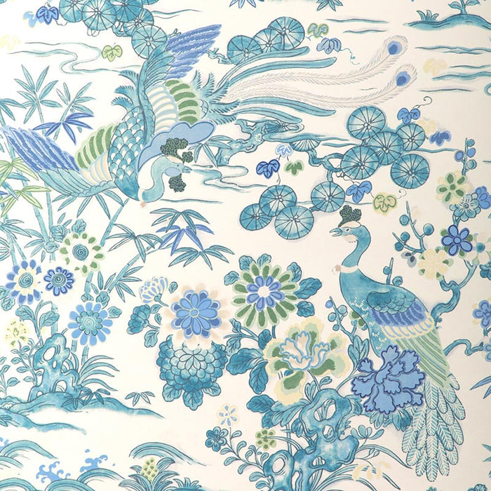 Lee Jofa Sakura Paper Teal Wallpaper Sample P2023124.353.0