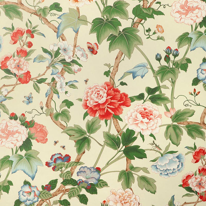 Lee Jofa Gardenia Paper Red/Green Wallpaper Sample P2023128.319.0