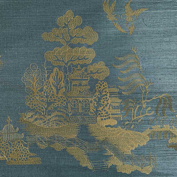 Brunschwig & Fils La Pagode Teal Wallpaper Sample P8020108.35.0