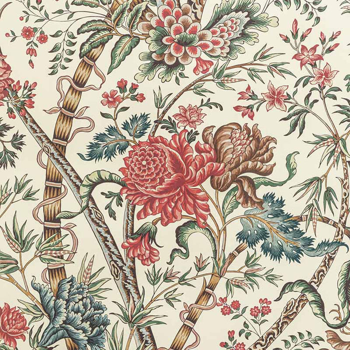 Brunschwig & Fils Luberon Red/Teal Wallpaper Sample P8022100.1913.0