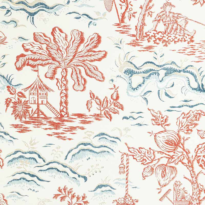 Brunschwig & Fils Valensole Red/Blue Wallpaper Sample P8022101.195.0