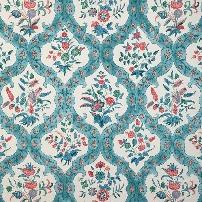 Brunschwig & Fils Ventoux Teal/Rose Wallpaper Sample P8023102.353.0