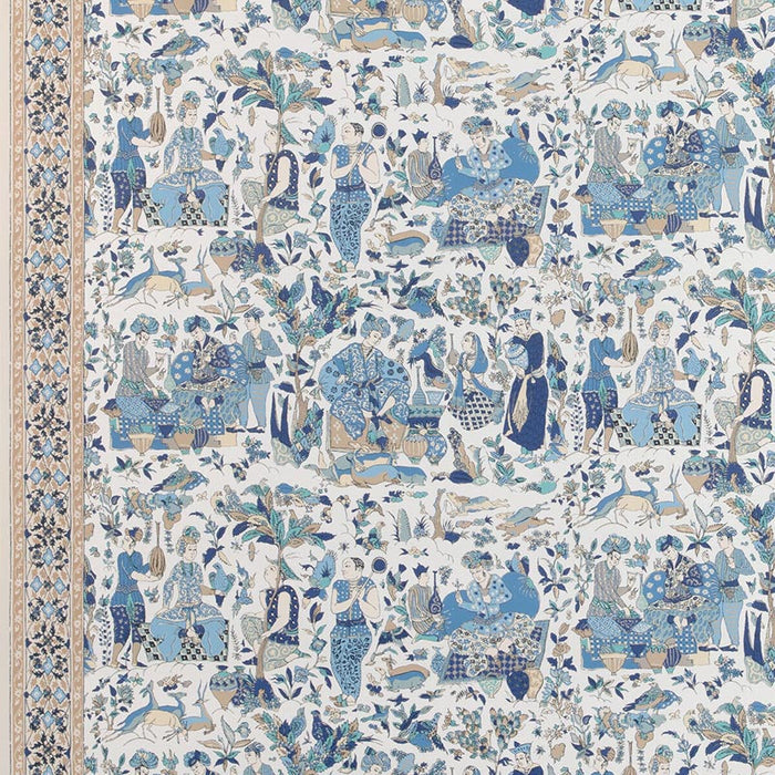 Brunschwig & Fils Shalimar Blue/Sand Wallpaper Sample P8024100.516.0