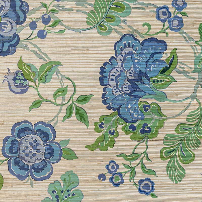 Lee Jofa Somerset Grasscloth Blue Wallpaper Sample PBFC-3527.530.0