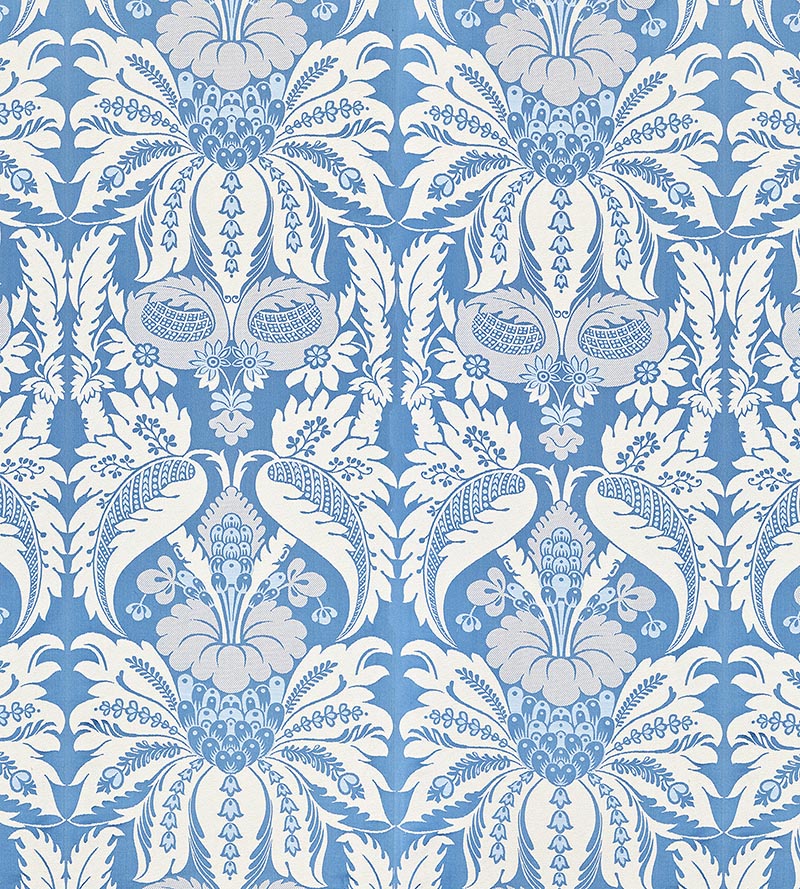 Old World Weavers Estate Damask Blue Jay Fabric Sample PQ 00021865