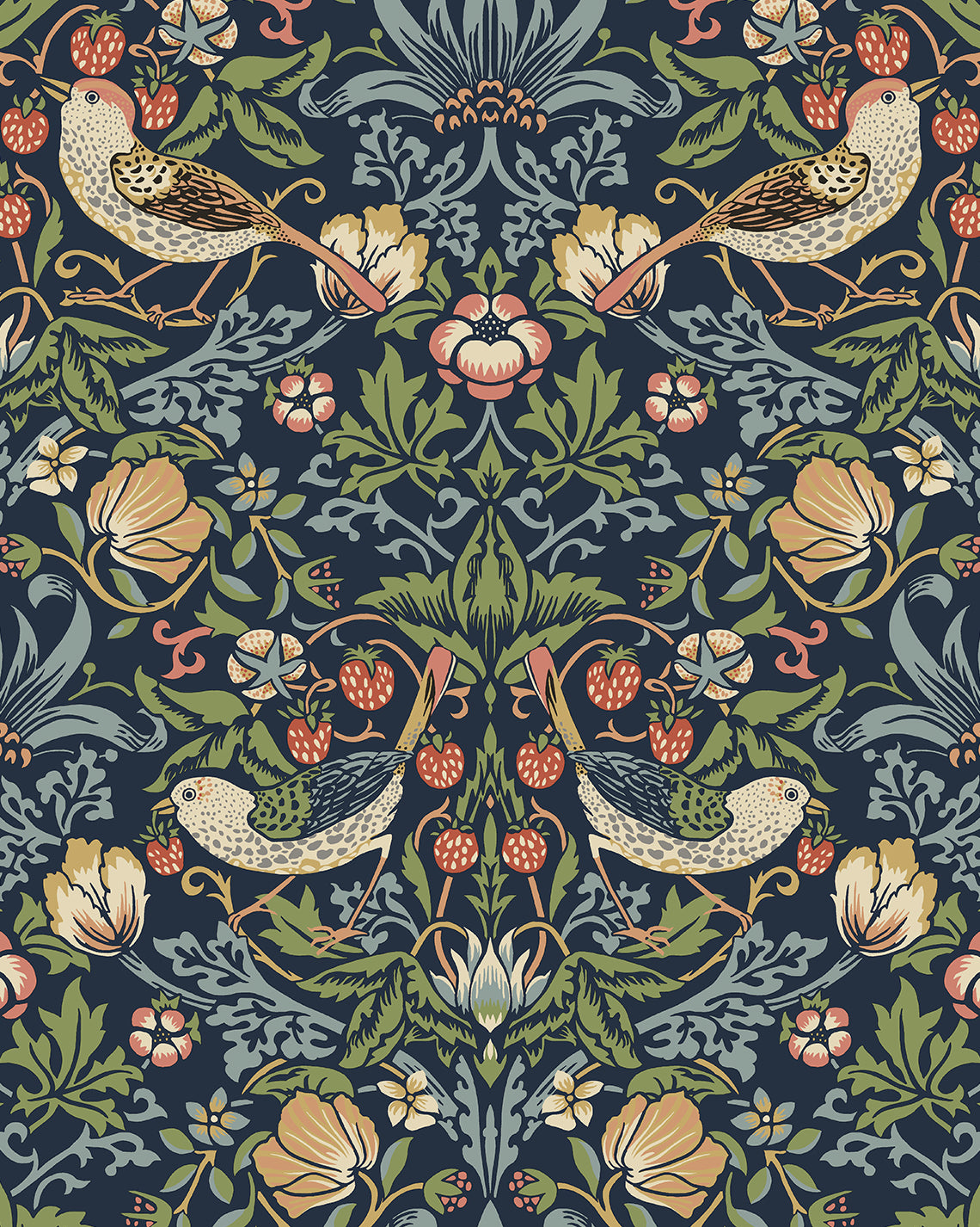 Seabrook Designs Fragaria Garden Prepasted Midnight Blue Wallpaper PR10102