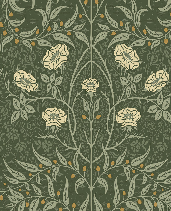 Seabrook Designs Stenciled Floral Prepasted Evergreen Wallpaper PR10204