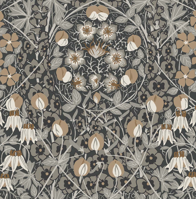 Seabrook Designs Tulip Garden Prepasted Wrought Iron & Chamois Wallpaper PR10405