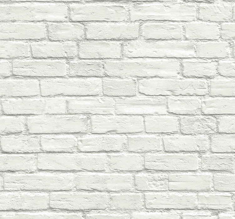 Seabrook Designs Industrial Faux Brick Prepasted Off-white Wallpaper Sample PR10800