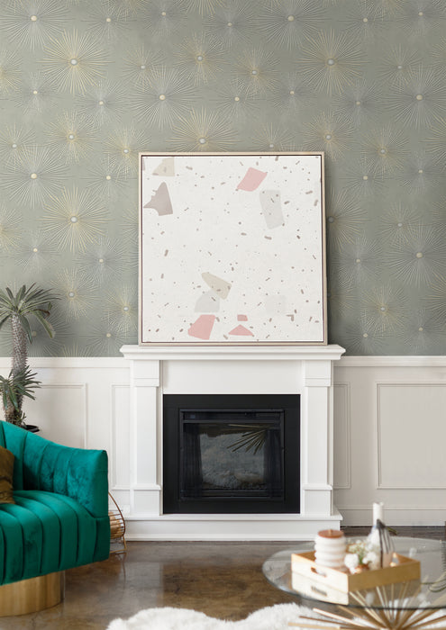 Seabrook Designs Starburst Geo Prepasted Smoke Wallpaper Sample PR11005