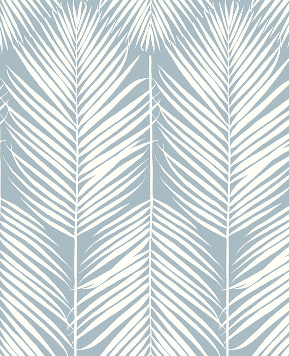 Seabrook Designs Palm Silhouette Prepasted Light Blue Wallpaper Sample PR11402