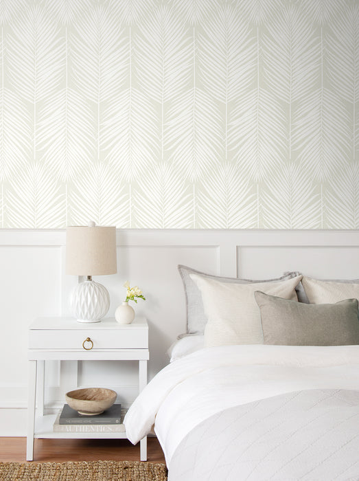 Seabrook Designs Palm Silhouette Prepasted Sea Salt Wallpaper Sample PR11405