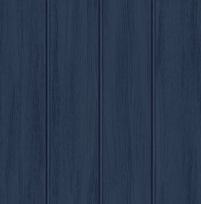 Seabrook Designs Faux Wood Panel Prepasted Naval Blue Wallpaper Sample PR11602