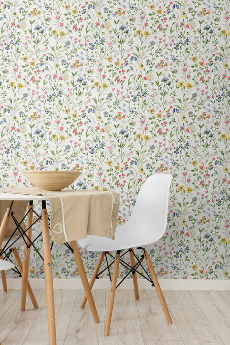 Seabrook Designs Wildflowers Prepasted Multicolored Wallpaper Sample PR11901