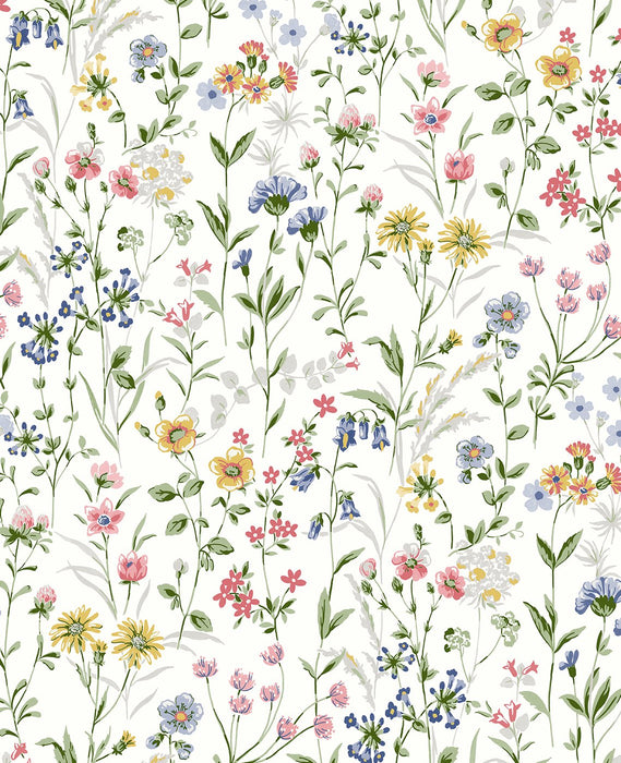 Seabrook Designs Wildflowers Prepasted Multicolored Wallpaper PR11901