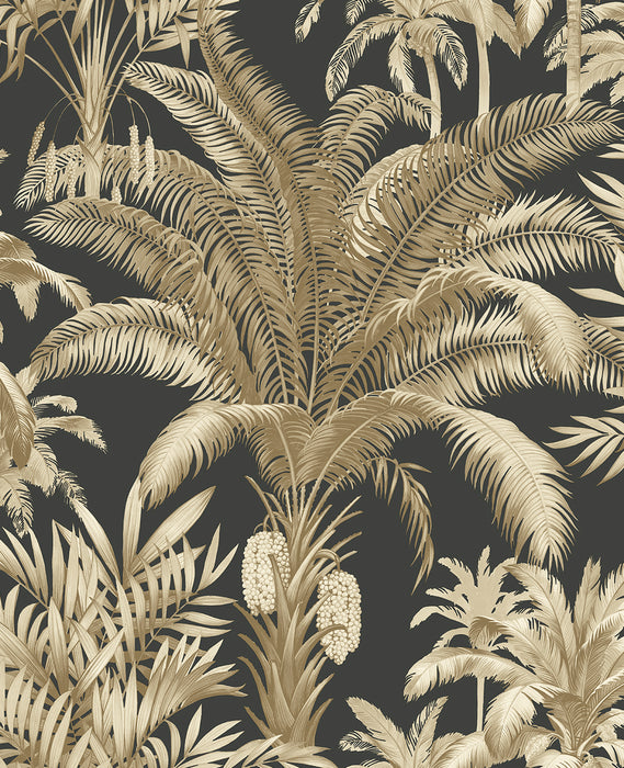 Seabrook Designs Tropical Palm Beach Prepasted Ironwork & Taupe Wallpaper Sample PR12100