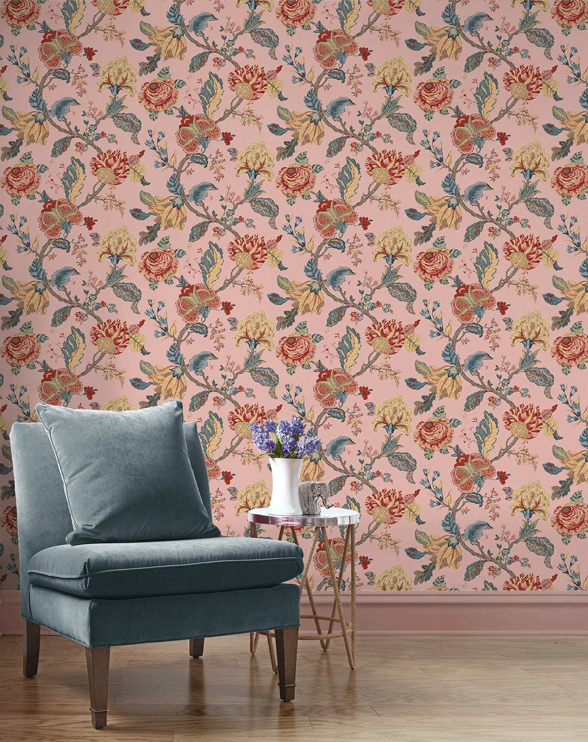 Seabrook Designs Lana Jacobean Blush Wallpaper PR12501