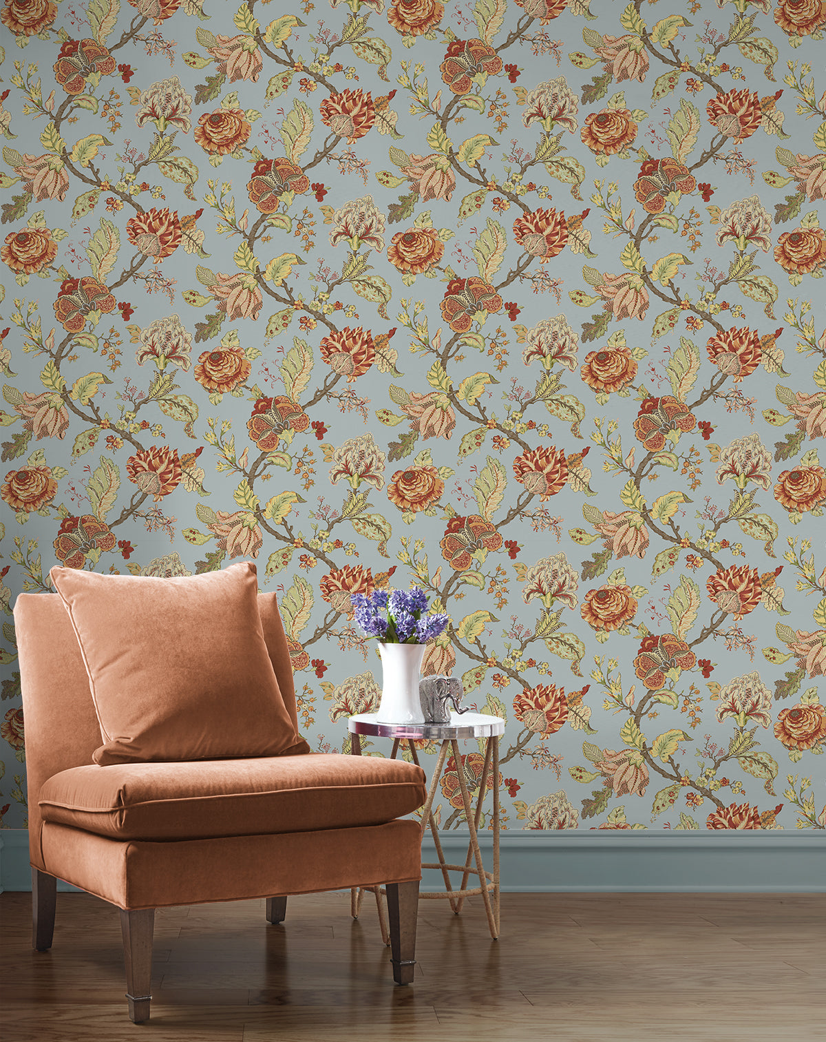 Seabrook Designs Lana Jacobean Blue Dusk Wallpaper PR12502