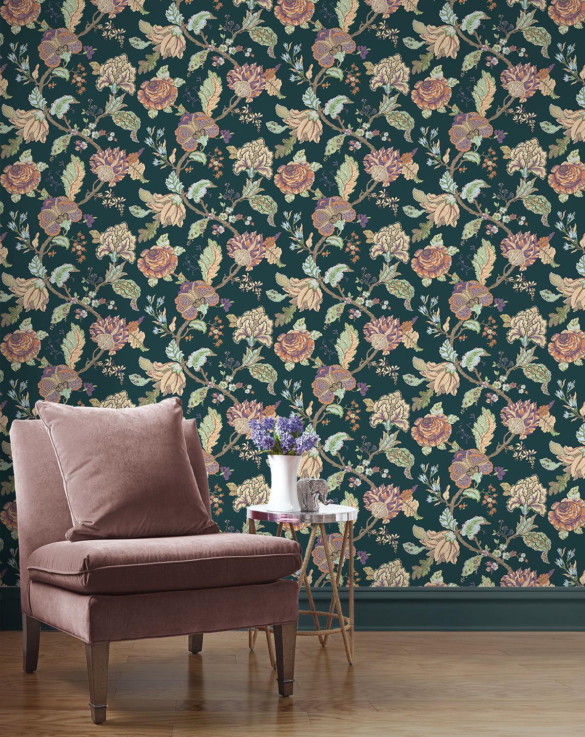 Seabrook Designs Lana Jacobean Victorian Jade Wallpaper Sample PR12504