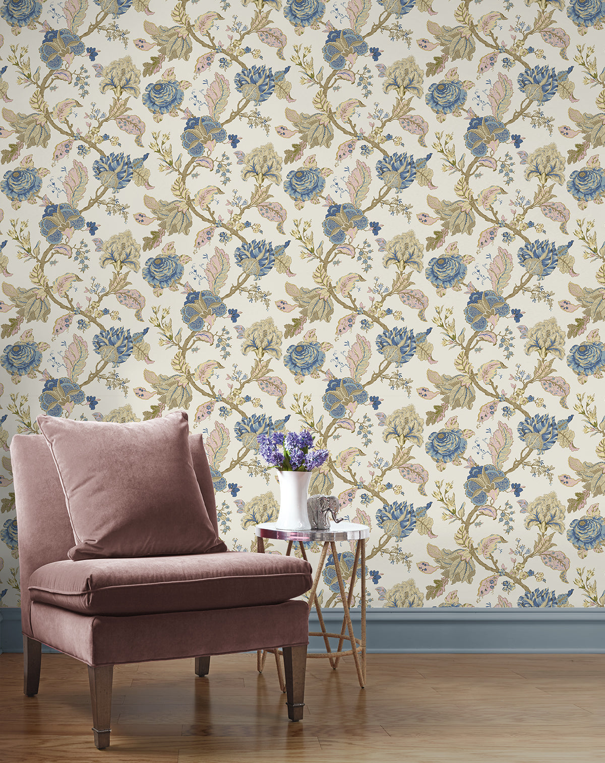 Seabrook Designs Lana Jacobean Parchment Wallpaper Sample PR12505