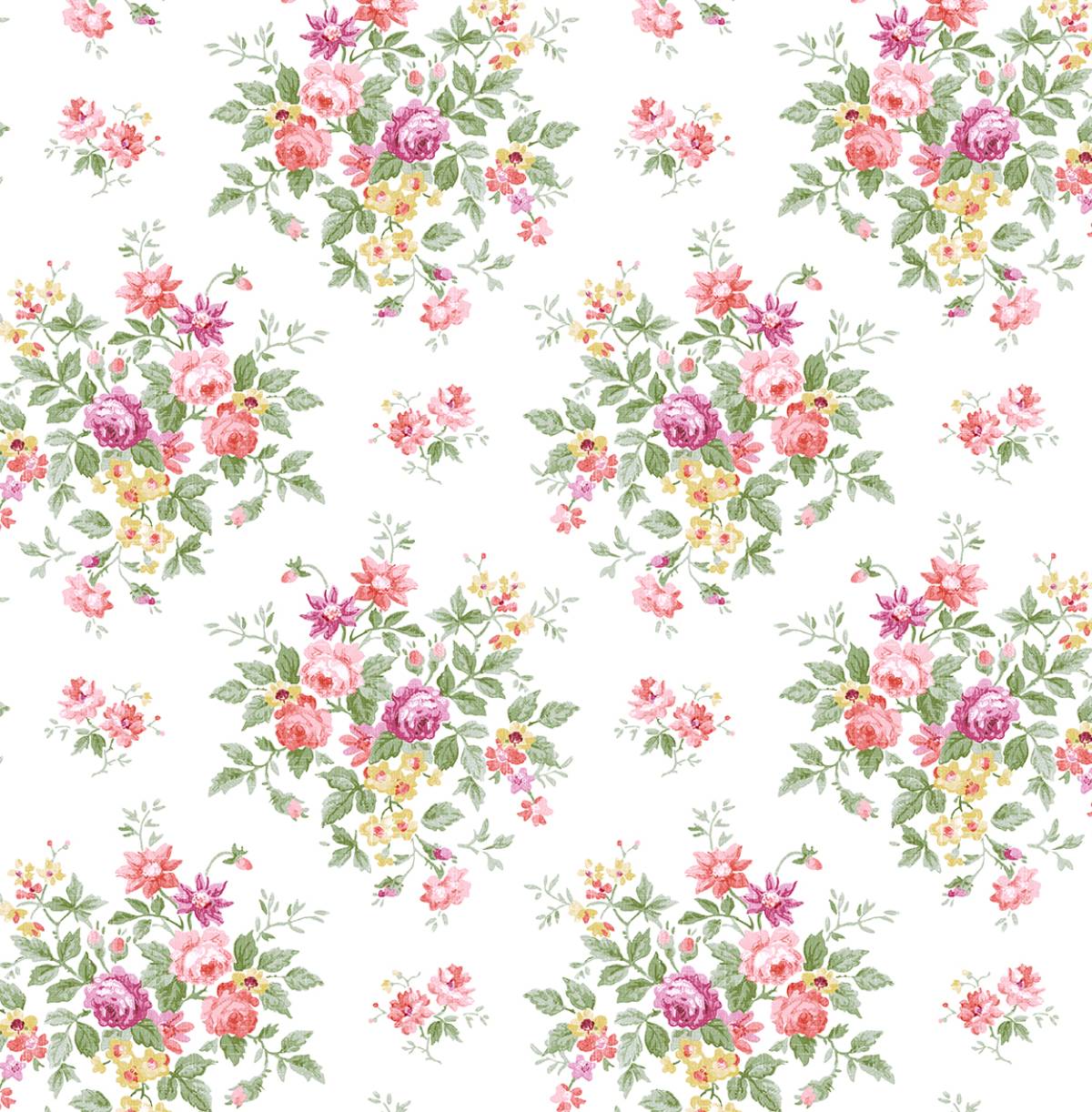 Seabrook Designs Floral Bouquet Prepasted Watermelon & Buttercup Wallpaper PR12601