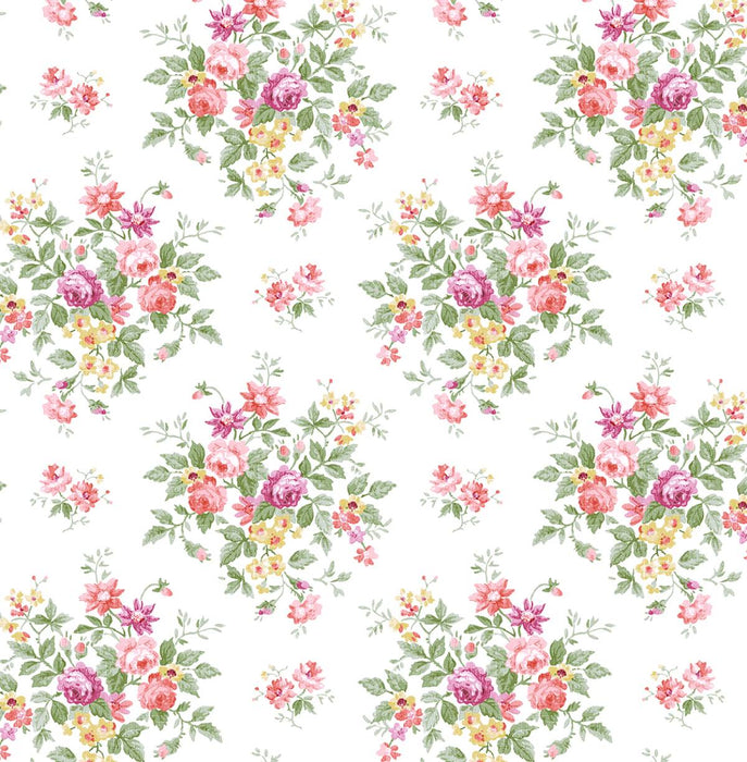 Seabrook Designs Floral Bouquet Prepasted Watermelon & Buttercup Wallpaper Sample PR12601