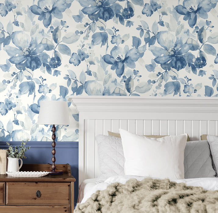 Seabrook Designs Watercolor Garden Bluestone Wallpaper PR12702