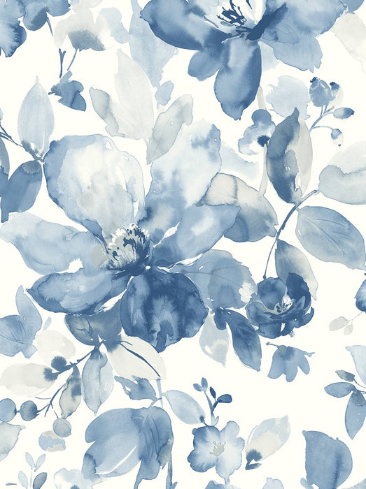 Seabrook Designs Watercolor Garden Bluestone Wallpaper Sample PR12702