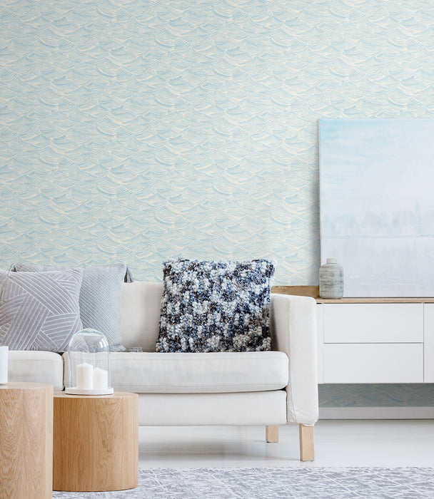 Seabrook Designs Seaside Waves Blue Oasis Wallpaper Sample PR12802